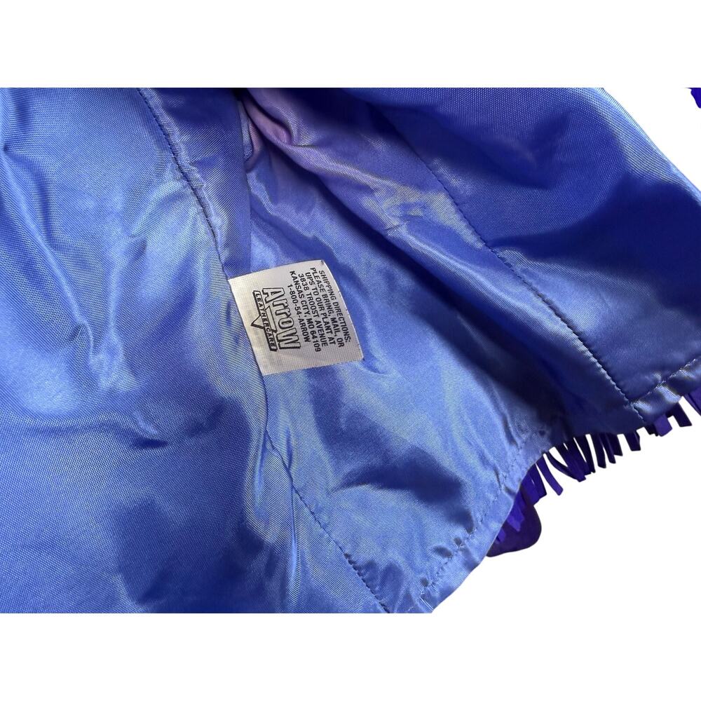 Rare Vintage Stampede Royal Blue Fringe Leather Jacket Women’s Small Western - Picture 7 of 8